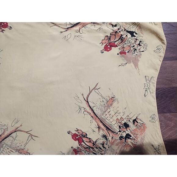 Vintage Equestrian Fox Hunting Dogs Hounds Yellow English Scarf 29 x 30 square - Picture 7 of 15
